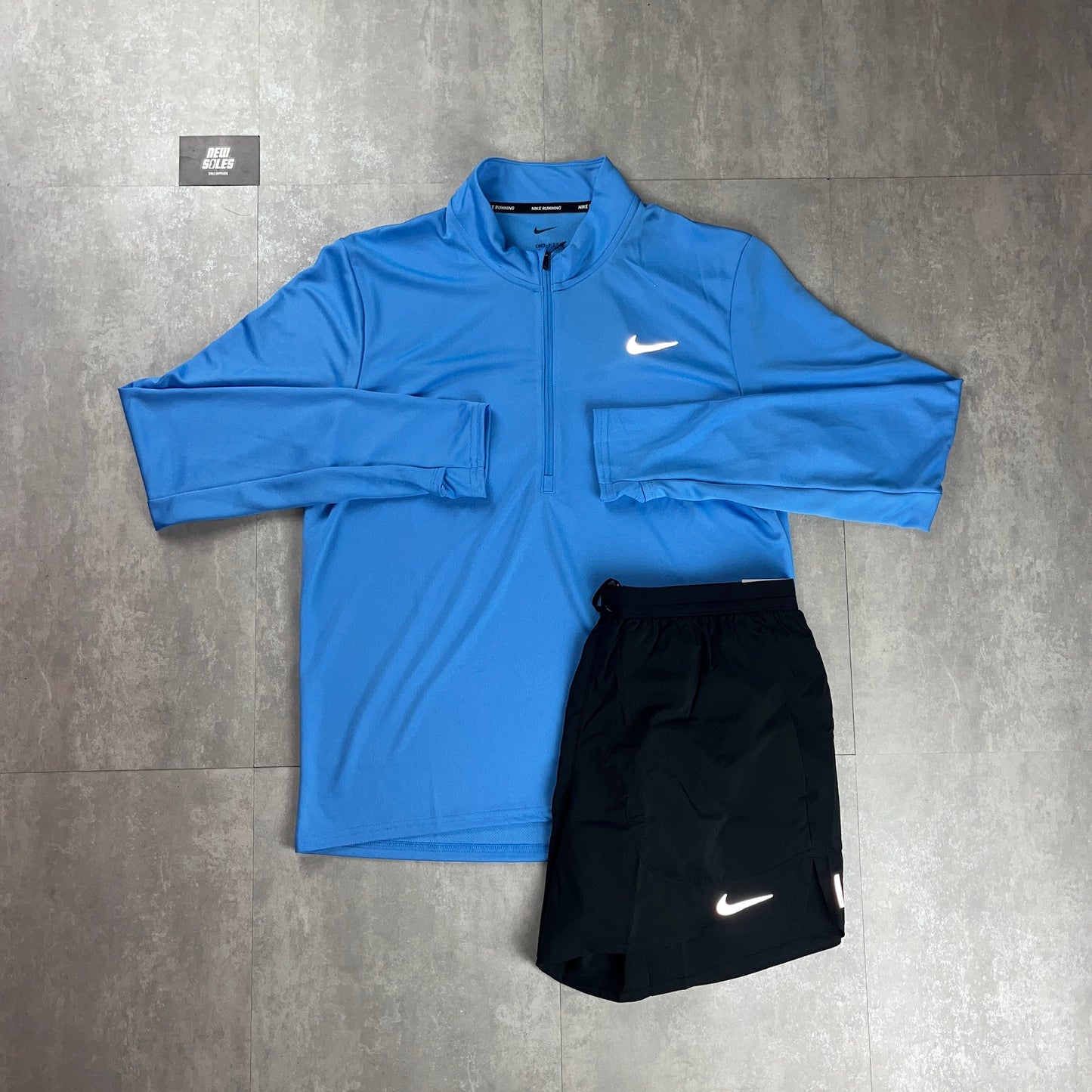 Nike Pacer 1/2 Zip University Blue & Black Flex Stride Shorts Set