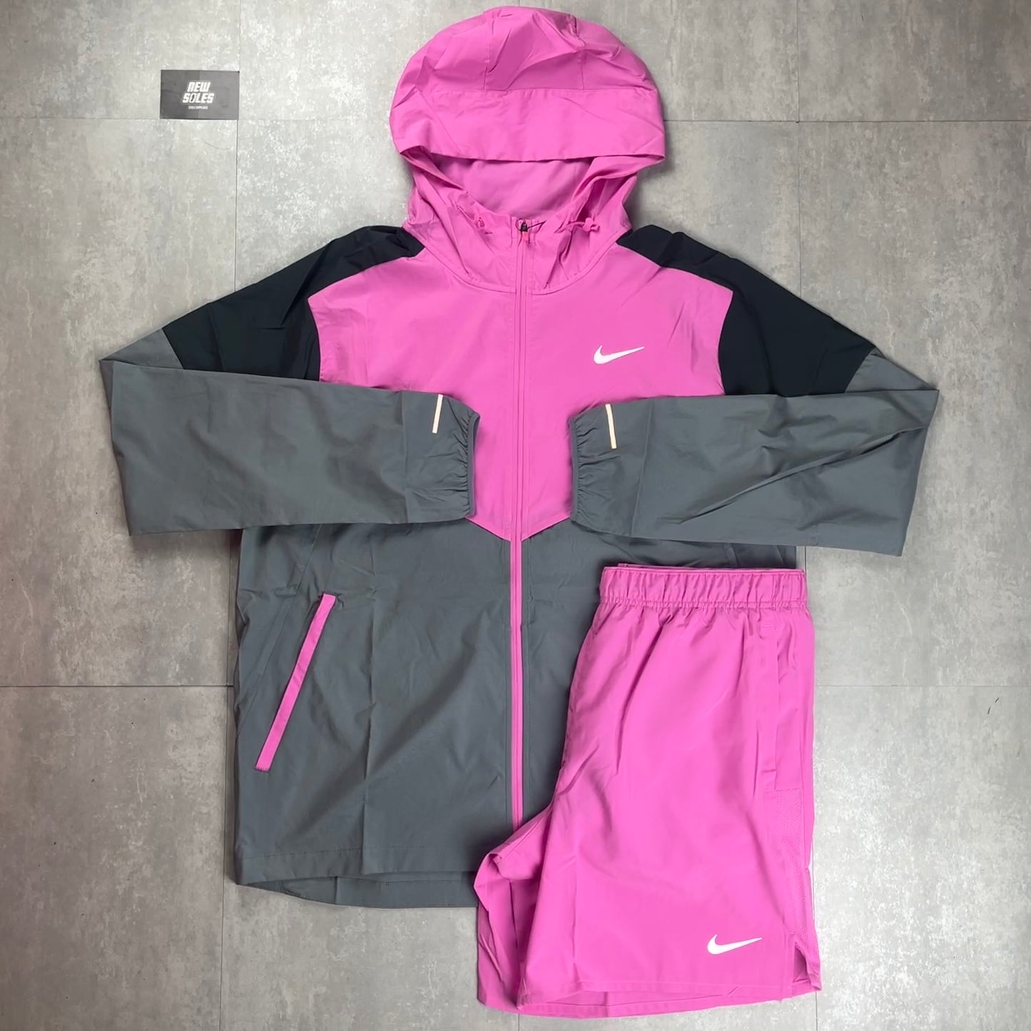 Nike Windrunner Jacket Playful Pink & Playful Pink Challenger Shorts Set