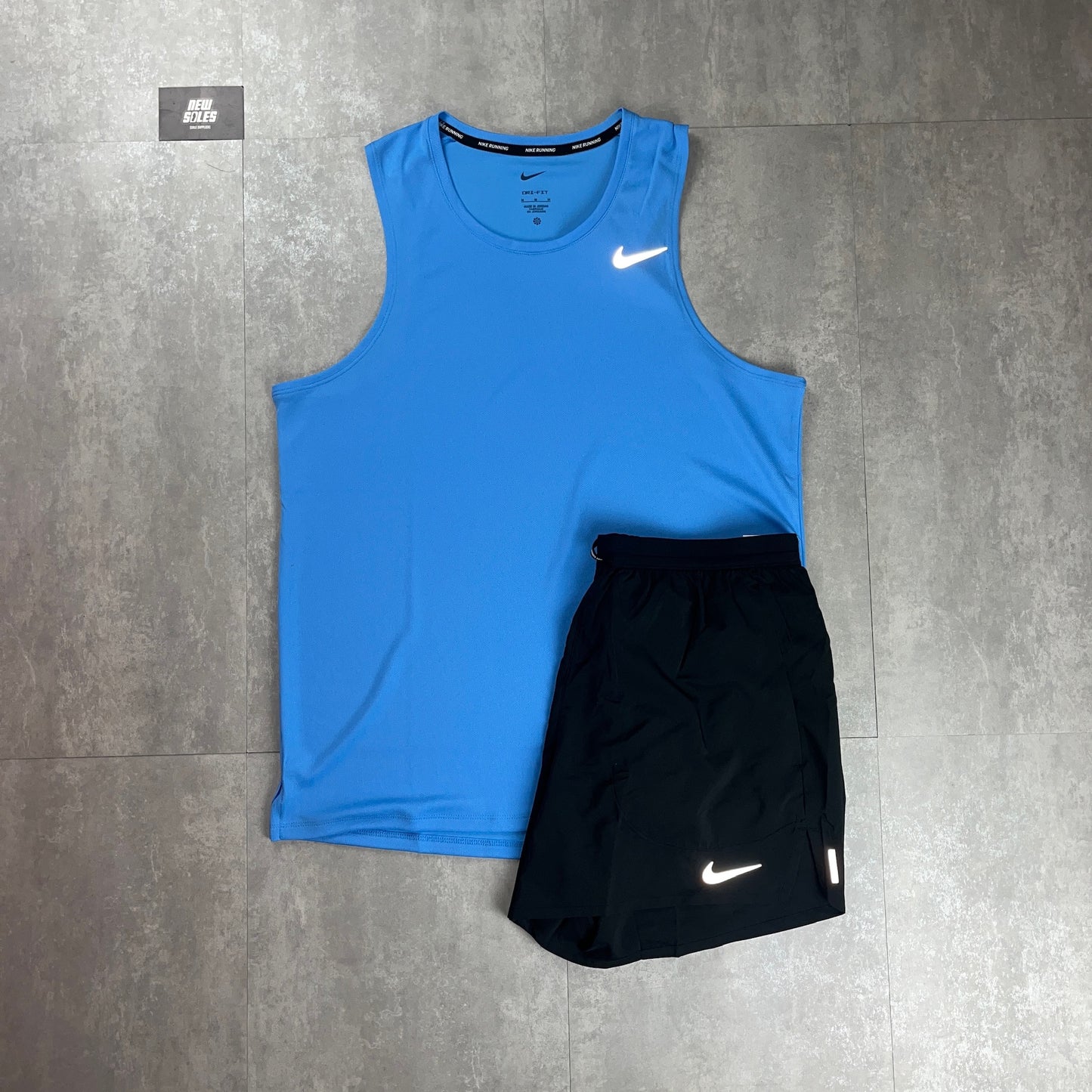 Nike Miler Vest University Blue & Black Flex Stride Shorts Set