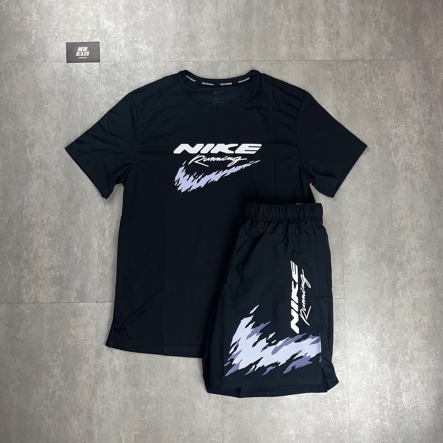 Nike Miler Energy T-Shirt & Energy Challenger Shorts Black Set