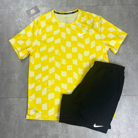 Nike Miler 2.0 & Challenger Shorts Set 'Opti Yellow/Black'