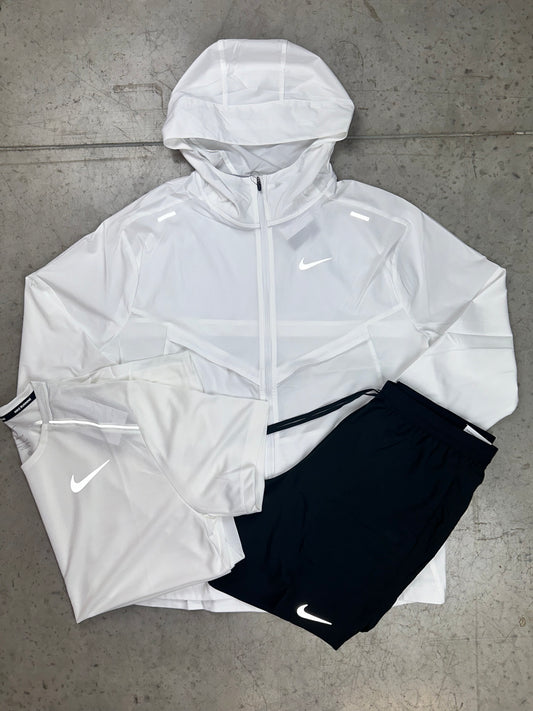 Nike Windrunner & Nike Miler 1.0 & Flex Stride Shorts Set 'Ice White/White/Black'