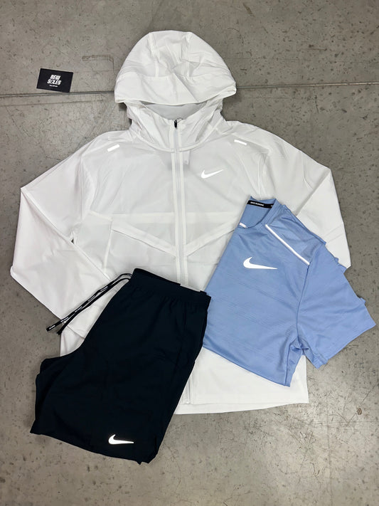 Nike Windrunner & Nike Miler 1.0 & Flex Stride Shorts Set 'Ice White/Cobalt Bliss/Black'