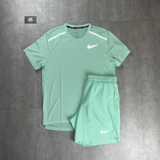 Nike Miler 1.0 T-Shirt & Challenger Shorts Set 'Mint Foam'