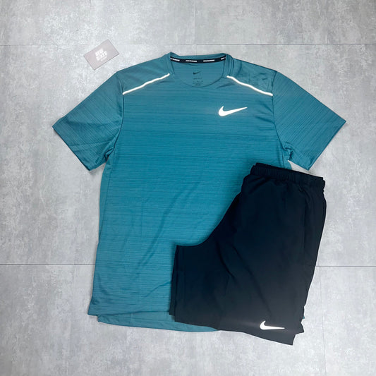 Nike Miler 1.0 & Challenger Shorts Set 'Teal/Black'