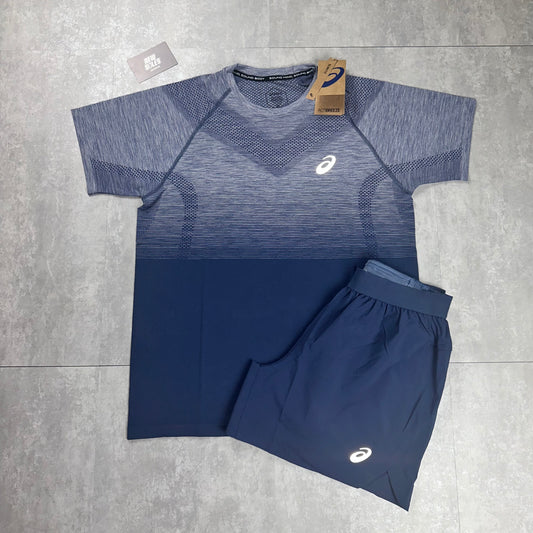 Asics Seamless SS & Road Shorts Set 'Thunder Blue'