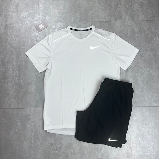 Nike Miler 1.0 & Challenger Shorts Set 'White/Black'