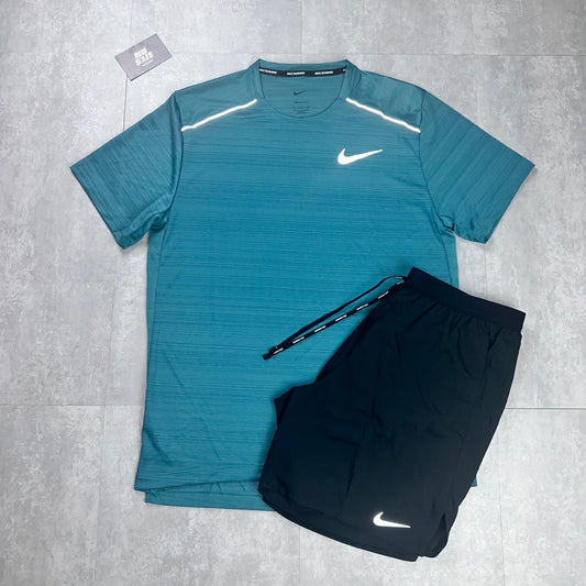 Nike Miler 1.0 & Flex Stride Shorts Set 'Deep Jungle/Black'