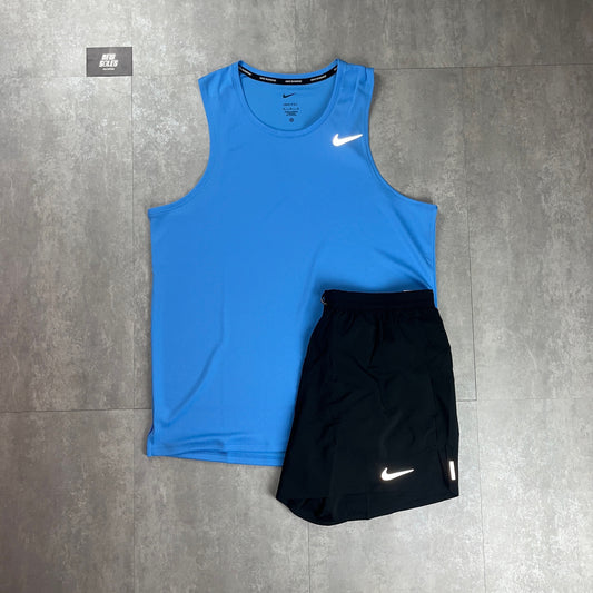 Nike Miler Vest University Blue & Black Flex Stride Shorts Set