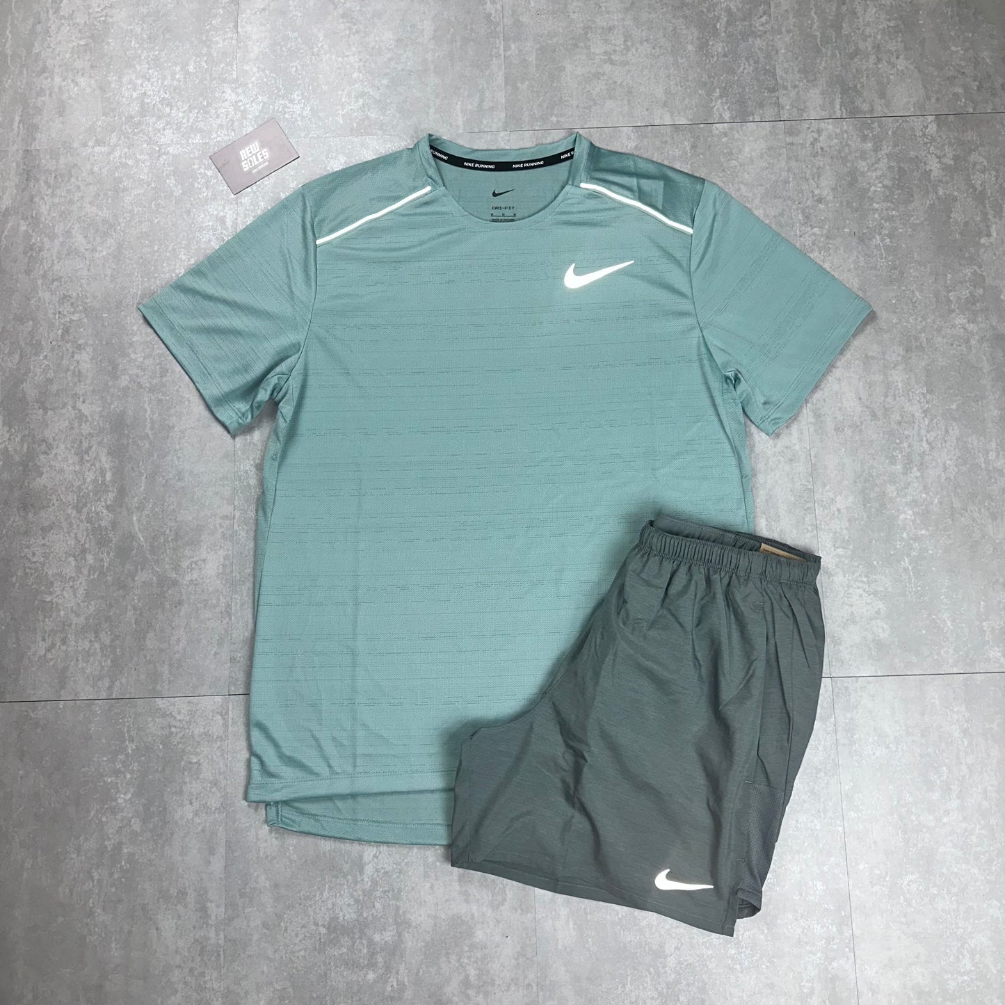 Nike Miler 1.0 & Challenger Shorts Set 'Mineral/Grey'