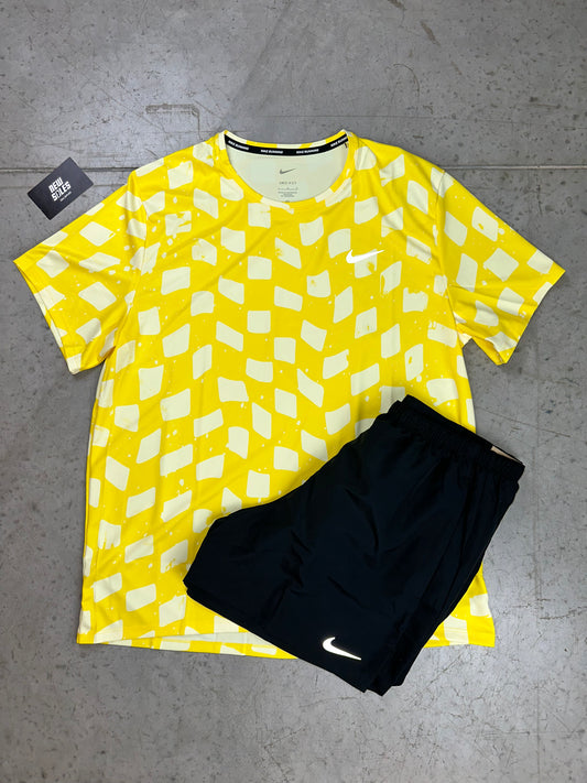 Nike Miler 2.0 & Challenger Shorts Set 'Opti Yellow/Black'