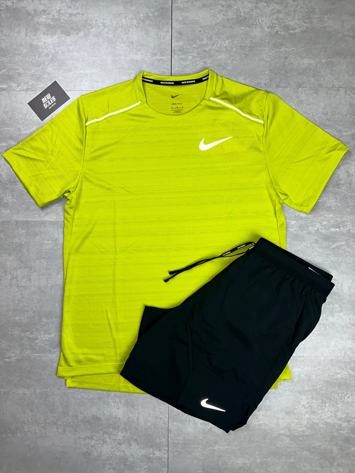 Nike Miler 1.0 & Flex Stride Shorts Set 'Bright Cactus/Black'