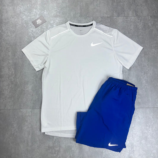 Nike Miler 1.0 & Challenger Shorts Set 'White/Royal Blue'