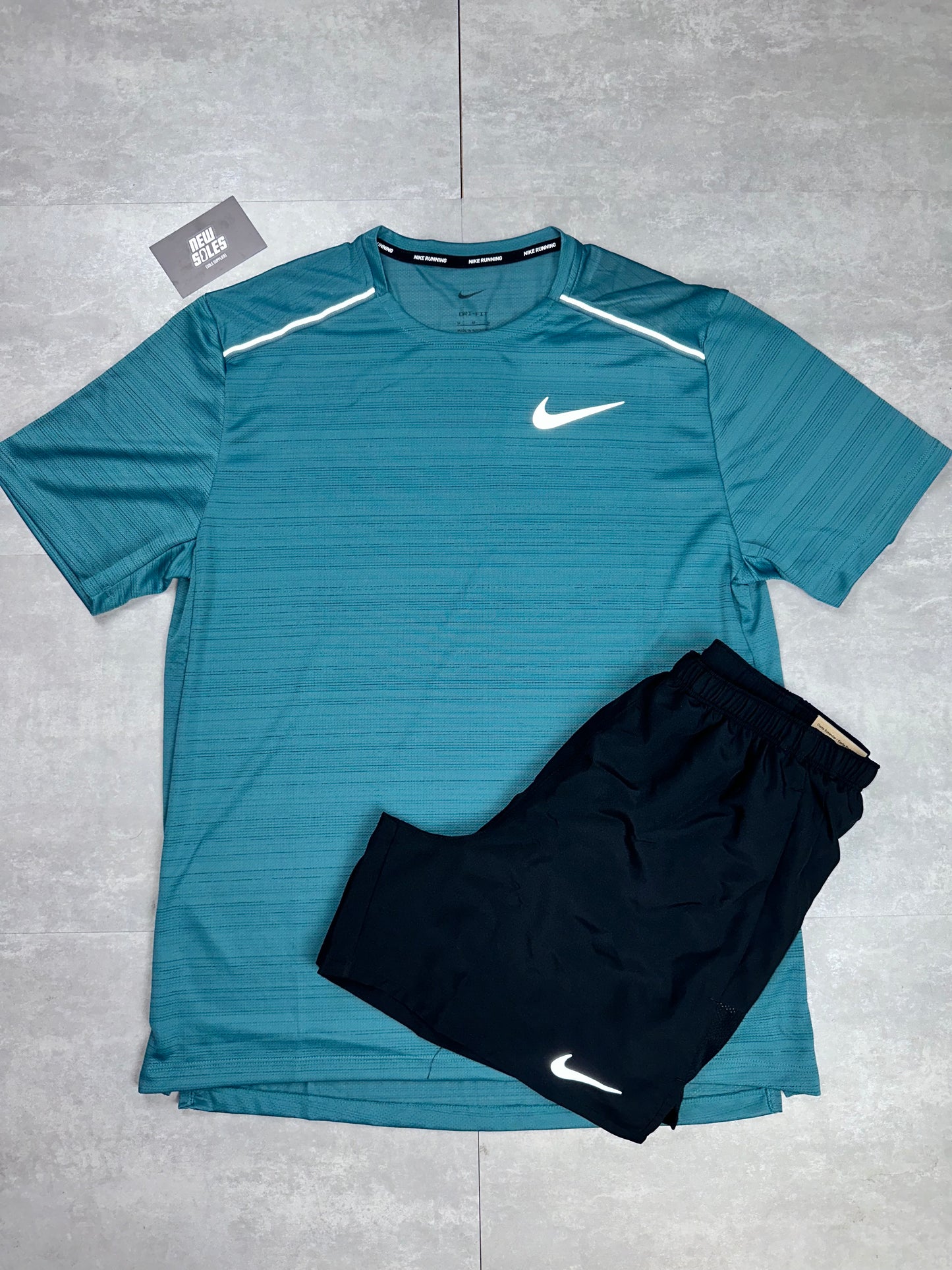 Nike Miler 1.0 & Challenger Shorts Set 'Teal/Black'