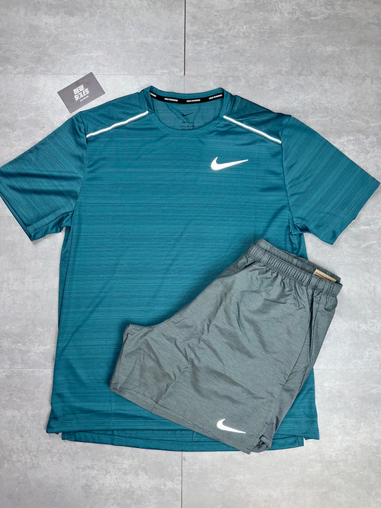 Nike Miler 1.0 & Challenger Shorts Set 'Teal/Grey'