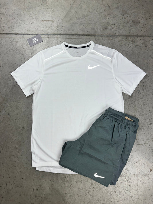 Nike Miler 1.0 & Challenger Shorts Set 'White/Grey'