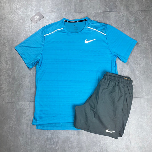 Nike Miler 1.0 & Challenger Shorts Set 'Baltic Blue/Grey'