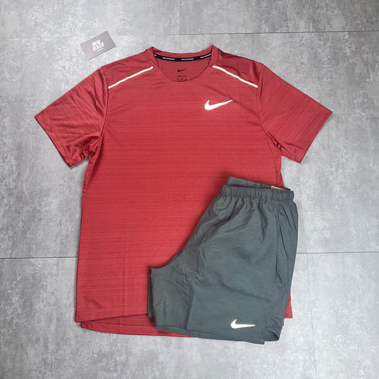 Nike Miler 1.0 & Challenger Shorts Set 'Adobe/Grey'