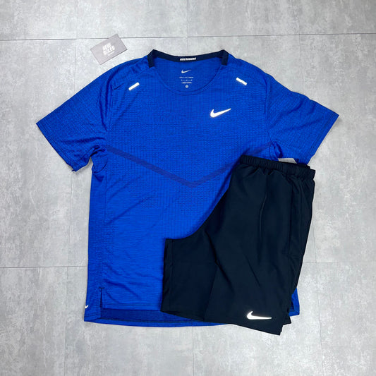 Nike Dri-FT ADV Techknit & Challenger Shorts Set 'Royal Blue/Black'