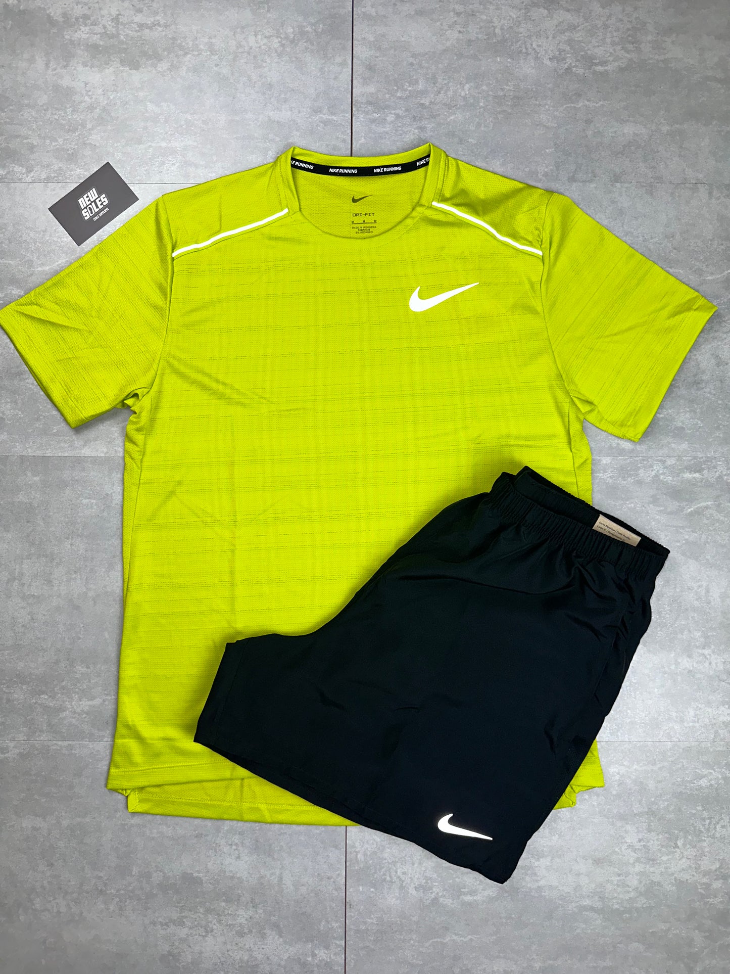 Nike Miler 1.0 & Challenger Shorts Set 'Bright Cactus/Black'