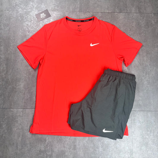 Nike Miler & Challenger Shorts Set 'Red Crimson/Grey'