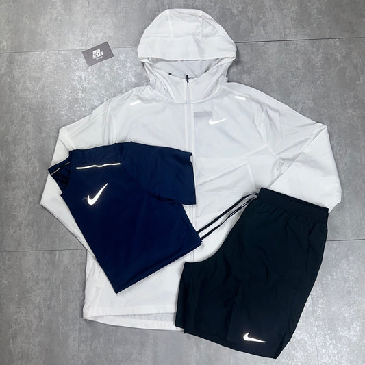 Nike Windrunner & Nike Miler 1.0 & Flex Stride Shorts Set 'Ice White/Midnight Navy/Black'