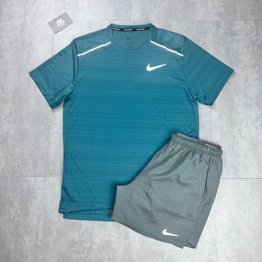 Nike Miler 1.0 & Challenger Shorts Set 'Deep Jungle/Grey'