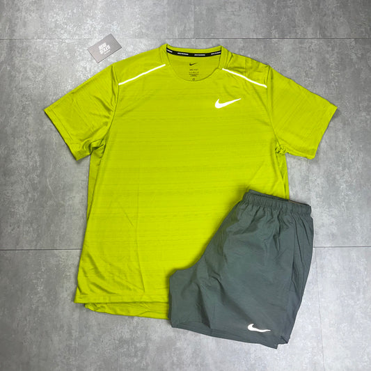 Nike Miler 1.0 & Challenger Shorts Set 'Bright Cactus/Grey'