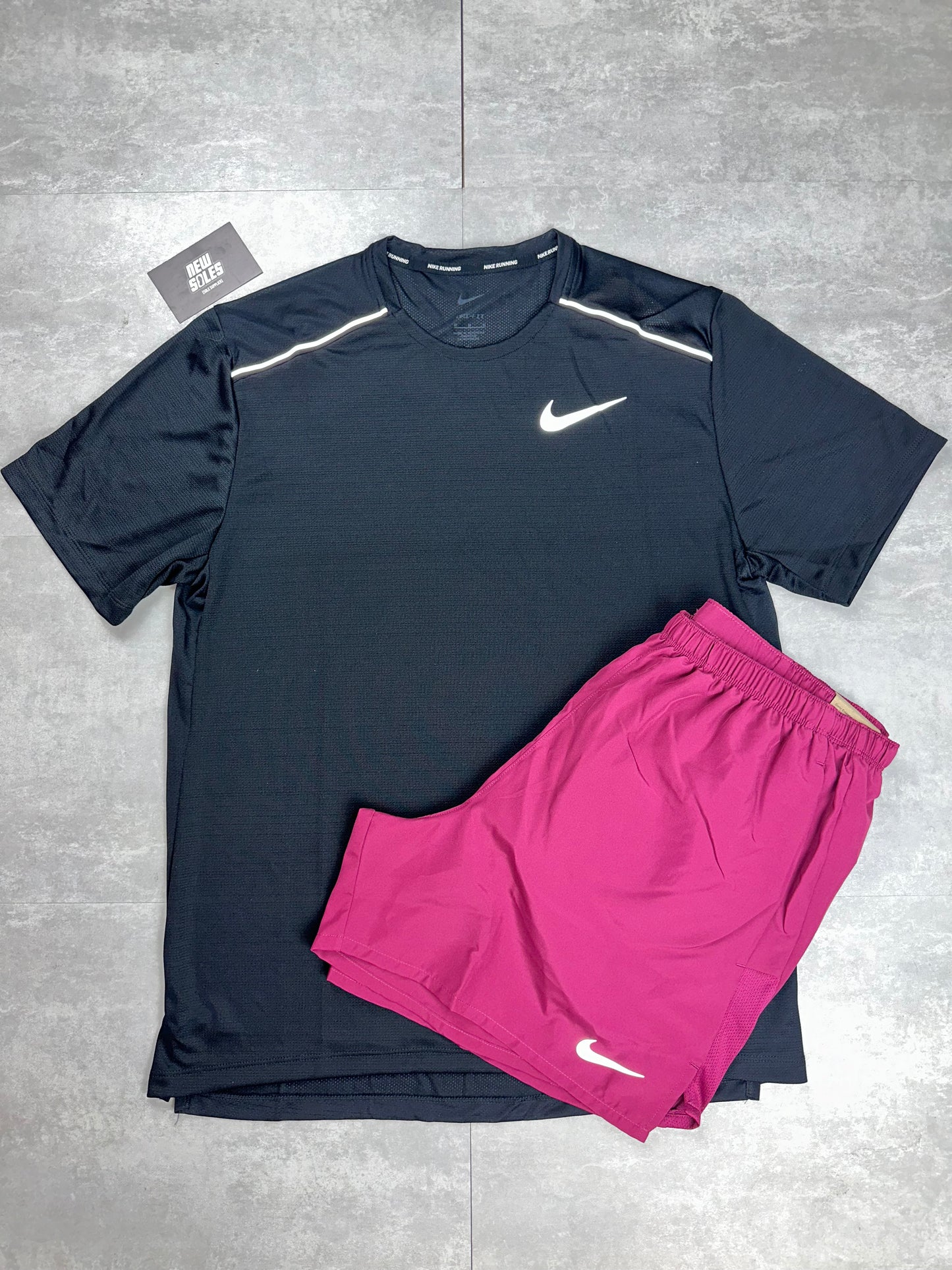 Nike Miler 1.0 & Challenger Shorts Set 'Black/Rosewood'