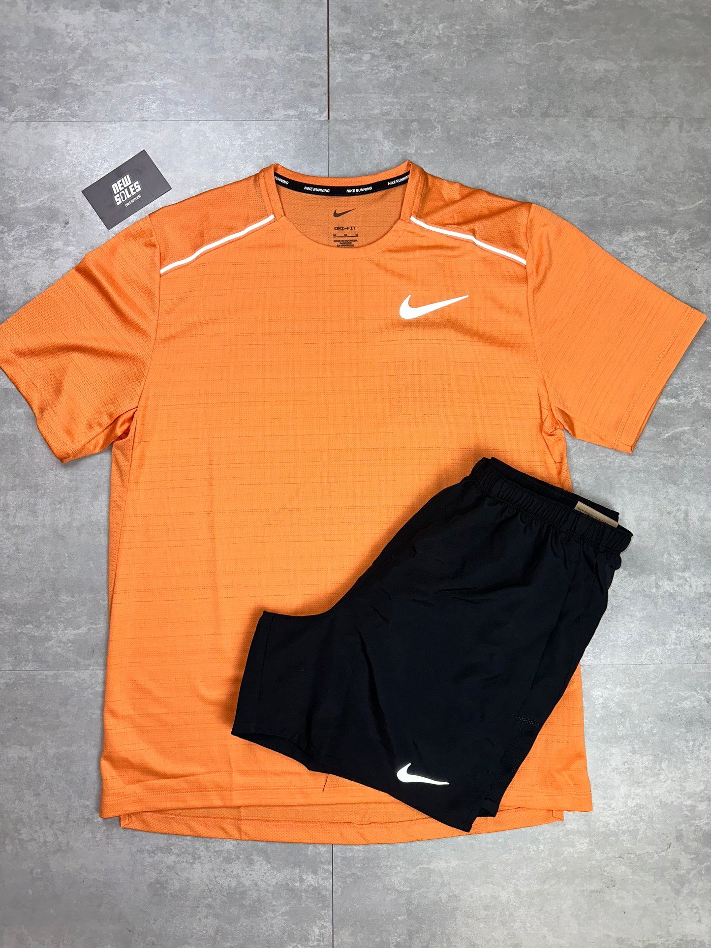 Nike Miler 1.0 & Challenger Shorts Set 'Orange Trance/Black'