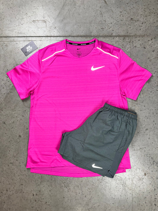 Nike Miler 1.0 & Challenger Shorts Set 'Laser Pink/Grey'