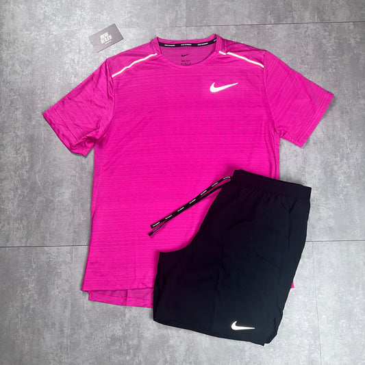 Nike Miler 1.0 & Flex Stride Shorts Set 'Laser Pink/Black'