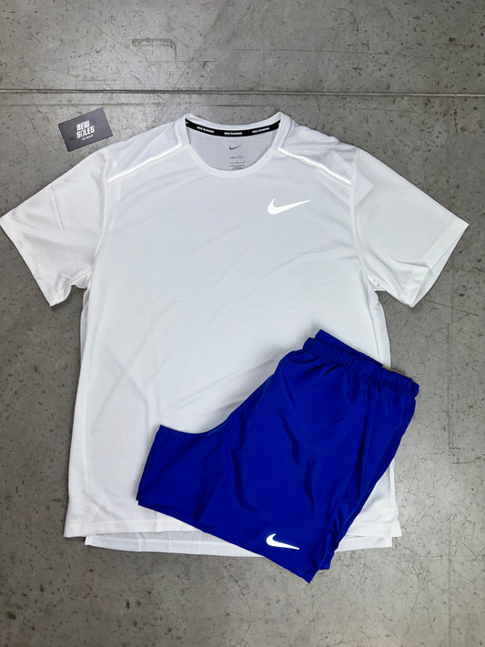 Nike Miler 1.0 & Challenger Shorts Set 'White/Royal Blue'