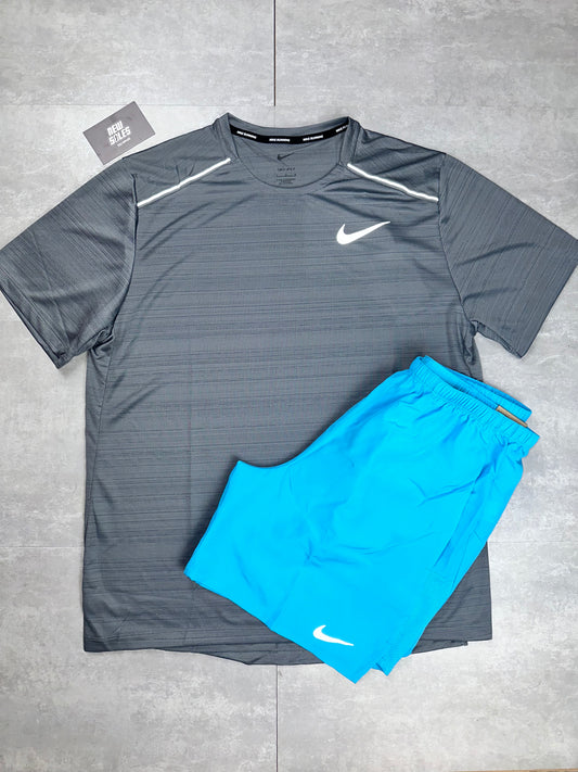 Nike Miler 1.0 & Challenger Shorts Set 'Grey/Baltic Blue'