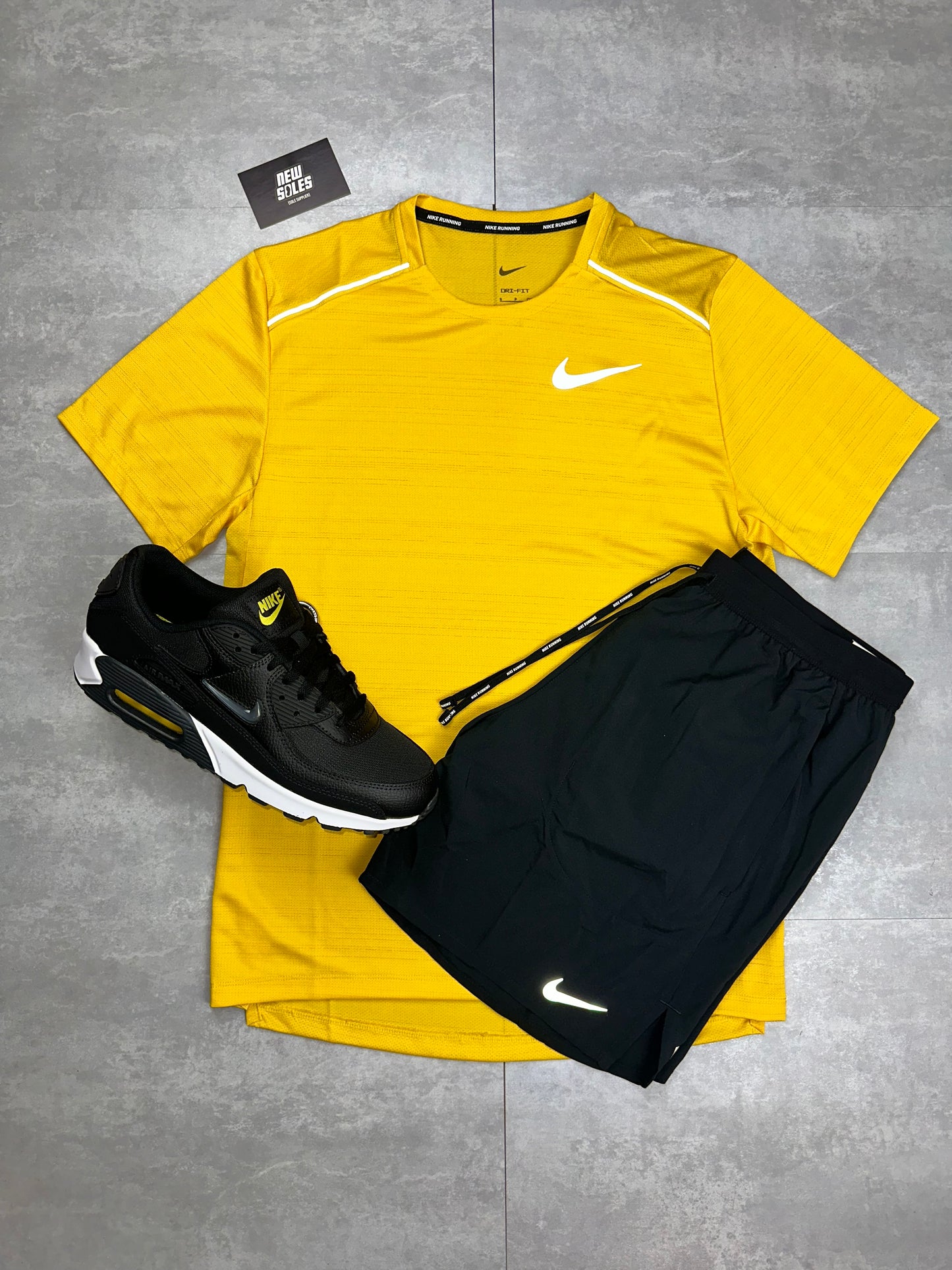 Nike Miler 1.0 & Flex Stride Shorts Set 'Yellow Sulphur/Black'