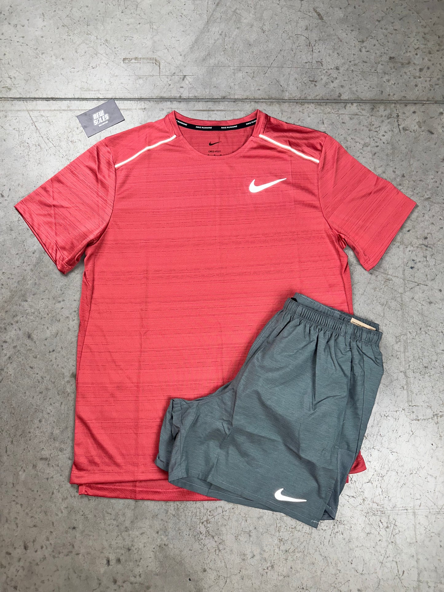 Nike Miler 1.0 & Challenger Shorts Set 'Adobe/Grey'