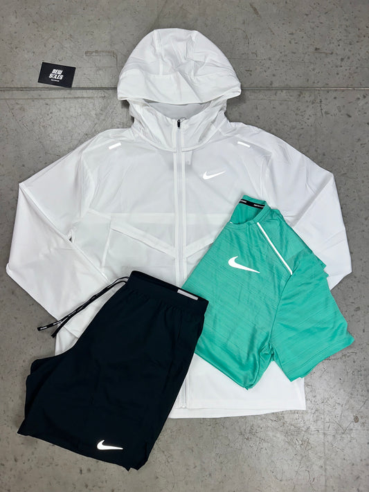 Nike Windrunner & Nike Miler 1.0 & Flex Stride Shorts Set 'Ice White/Mint/Black'