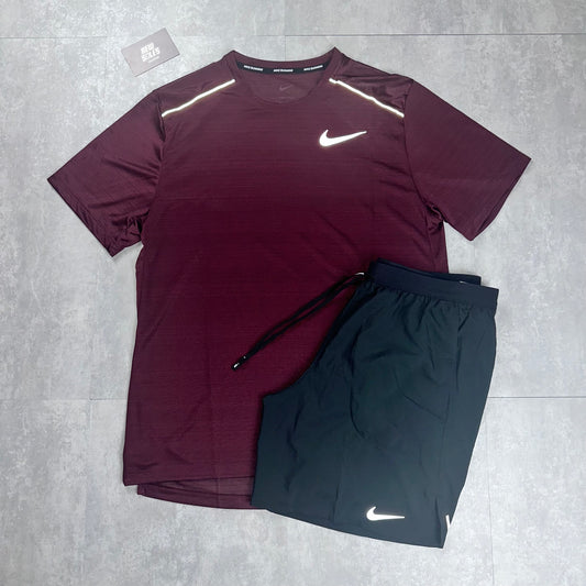 Nike Miler 1.0 & Flex Stride Shorts Set 'Maroon/Black'