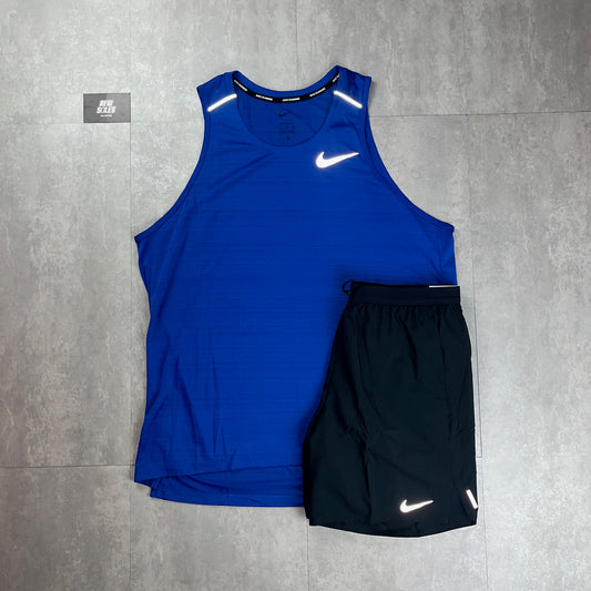 Nike Miler Vest 1.0 T-Shirt Royal Blue & Black Flex Stride Shorts Set