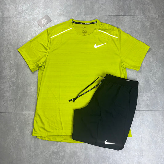 Nike Miler 1.0 & Flex Stride Shorts Set 'Bright Cactus/Black'