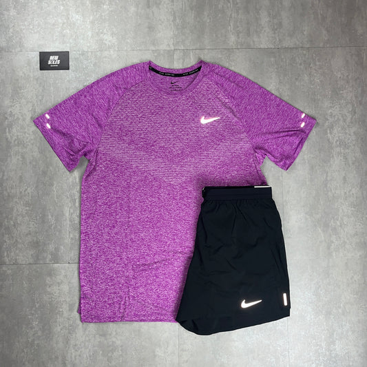 Nike ADV T-Shirt Vivid Purple & Black Flex Stride Shorts Set