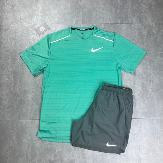 Nike Miler 1.0 & Challenger Shorts Set 'Mint/Grey'