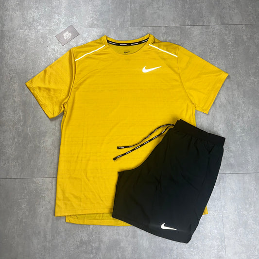 Nike Miler 1.0 & Flex Stride Shorts Set 'Yellow Sulphur/Black'