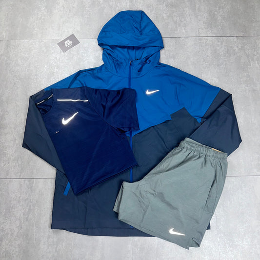 Nike Windrunner & Nike Miler 1.0 & Challenger Shorts Set 'Thunder Blue/Midnight Navy/Grey'