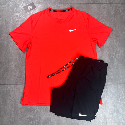 Nike Miler & Flex Stride Shorts Set 'Red Crimson/Black'