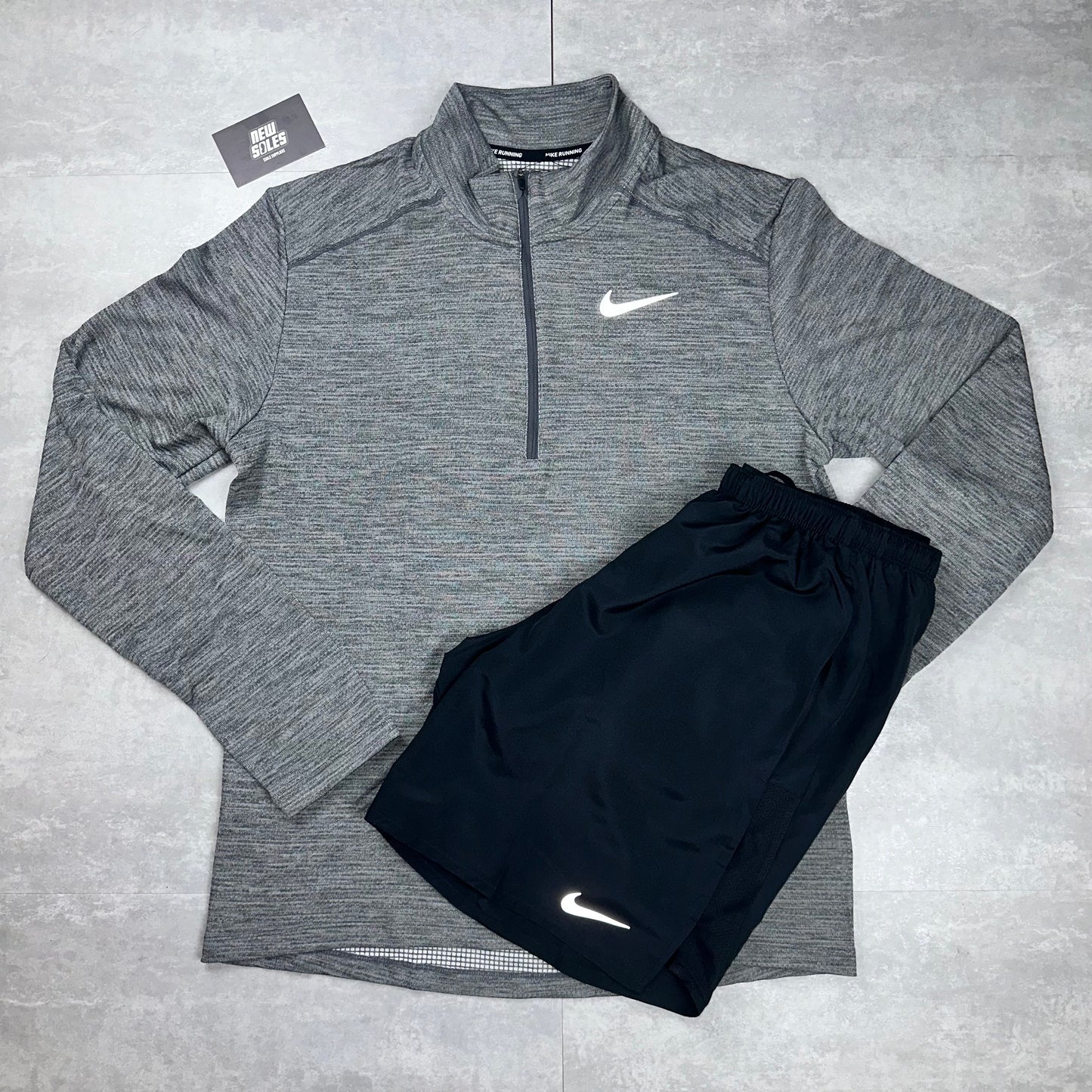 Nike Pacer Quarter-Zip & Cahllenger Shorts Set 'Iron Grey/Black'