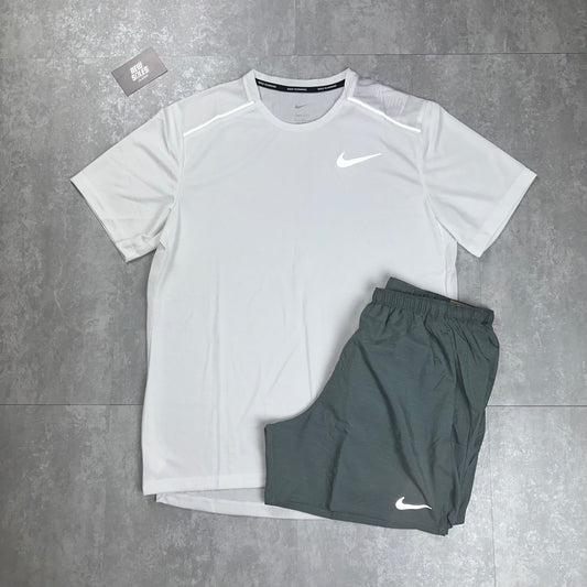 Nike Miler 1.0 & Challenger Shorts Set 'White/Grey'