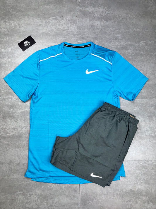 Nike Miler 1.0 & Challenger Shorts Set 'Baltic Blue/Grey'