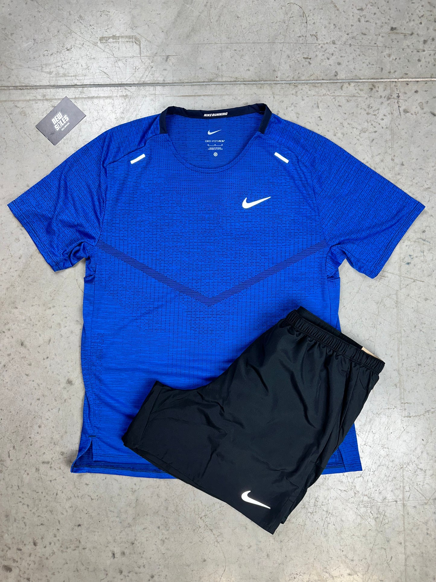 Nike Dri-FT ADV Techknit & Challenger Shorts Set 'Royal Blue/Black'