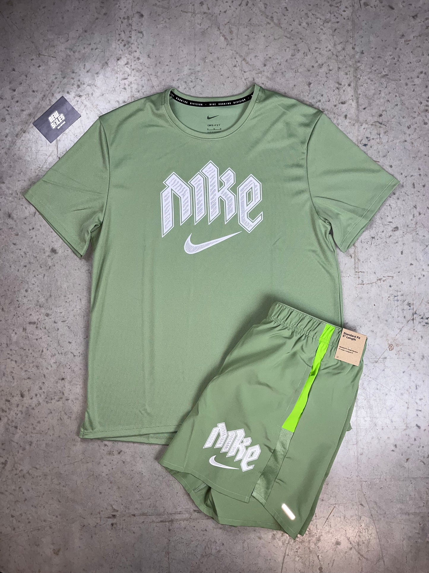 Nike Dri-Fit Run Division & Flex Stride Shorts Set 'Oil Green'